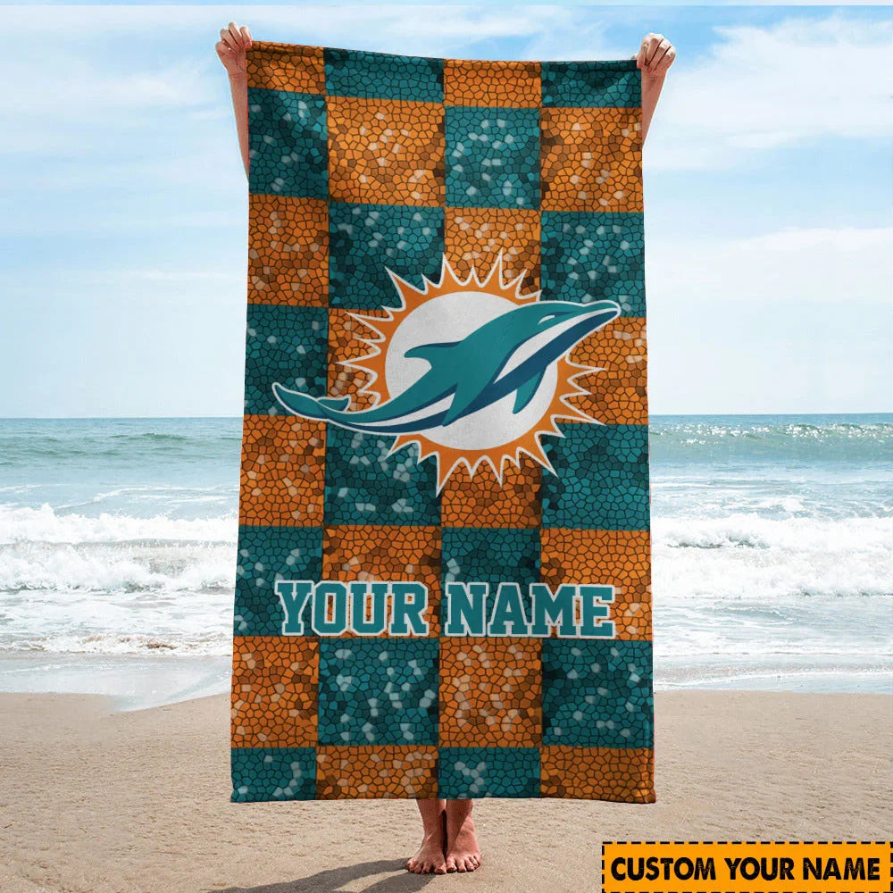 [SPECIAL OFFER] NEW CUSTOMIZED NFL19 MDP MIAMI DOLPHINS BEACH TOWEL
