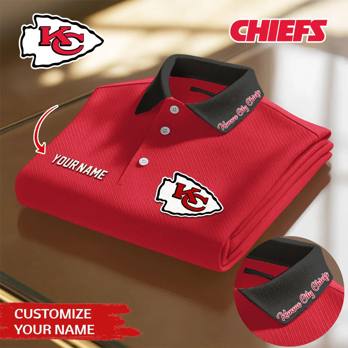 [SPECIAL OFFER] NEW CUSTOMIZED NFL01 KCC KANSAS CITY CHIEFS POLO SHIRT