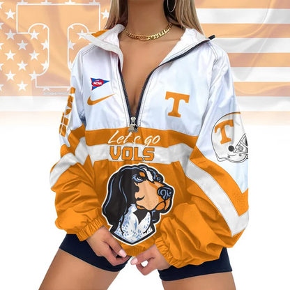 LIMITED EDITION - NEW CUSTOMIZED FBS NCAA01 TNV TN VOLUNTEERS V-NECK ZIPPER SWEATSHIRT JACKET
