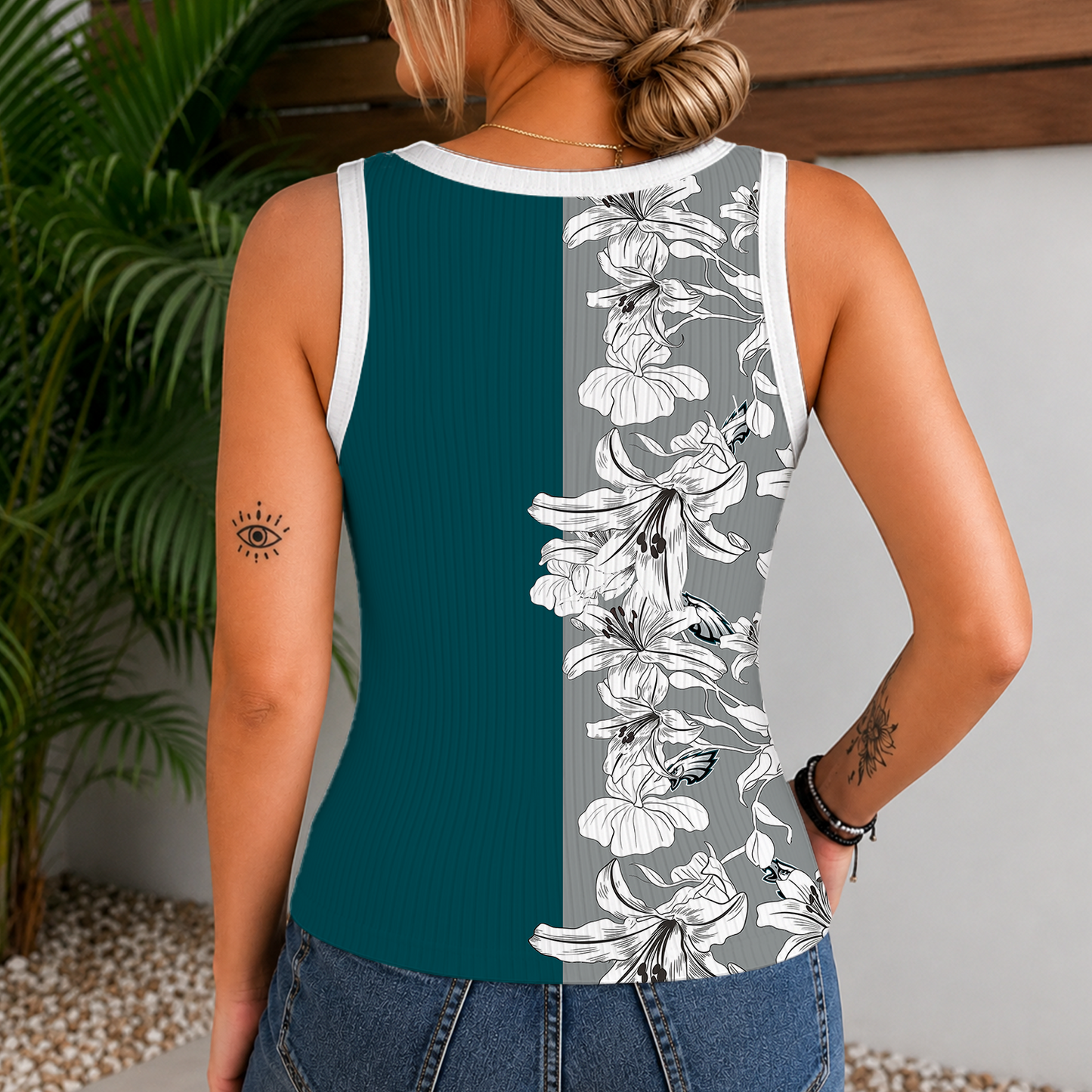 [SPECIAL OFFER] NEW CUSTOMIZED NFL02 PPE PHILADELPHIA EAGLES WOMEN'S V-NECK TANK TOP