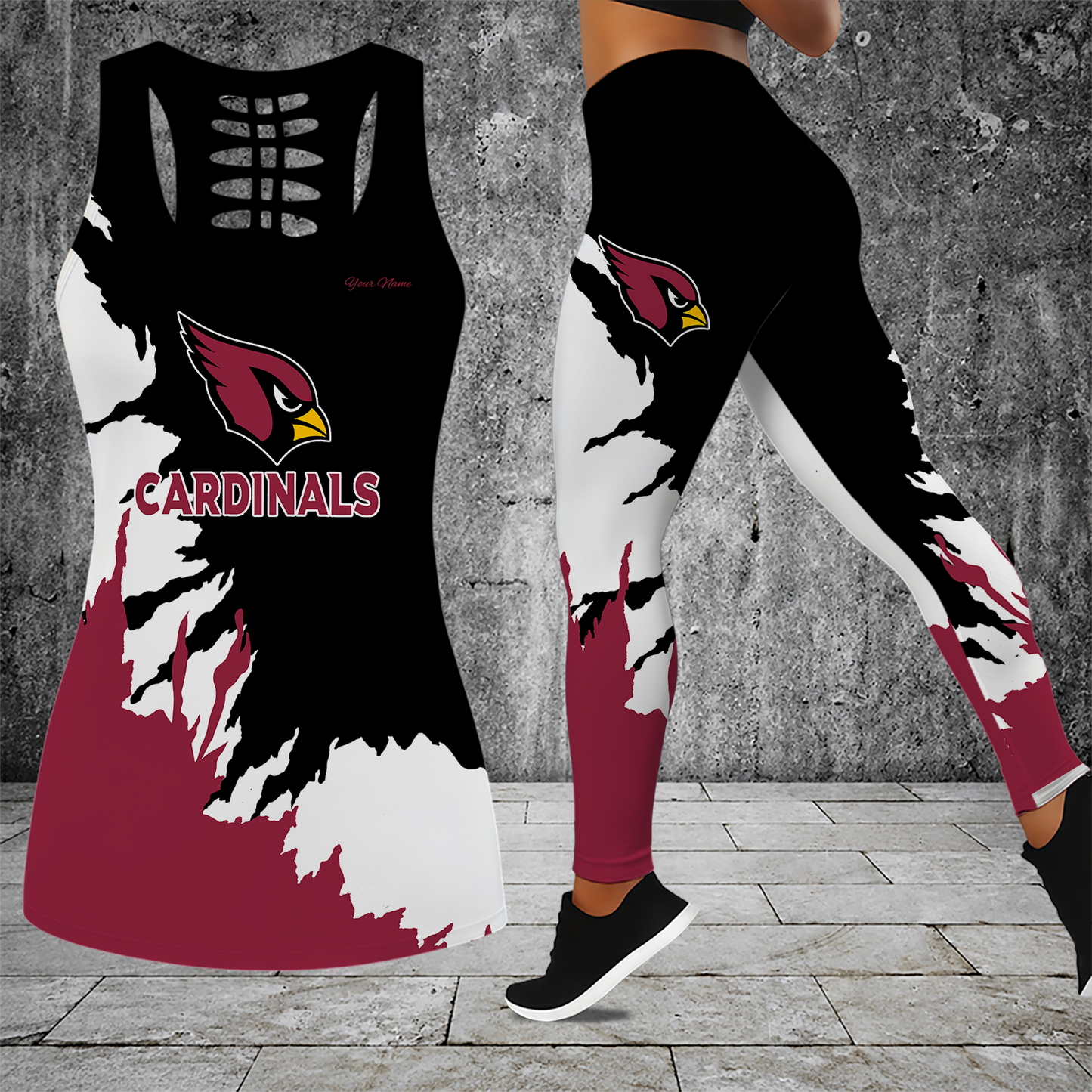 [SPECIAL OFFER] NEW CUSTOMIZED NFL20 ARC ARIZONA CARDINALS HOLLOW TANK TOP & LEGGINGS SET