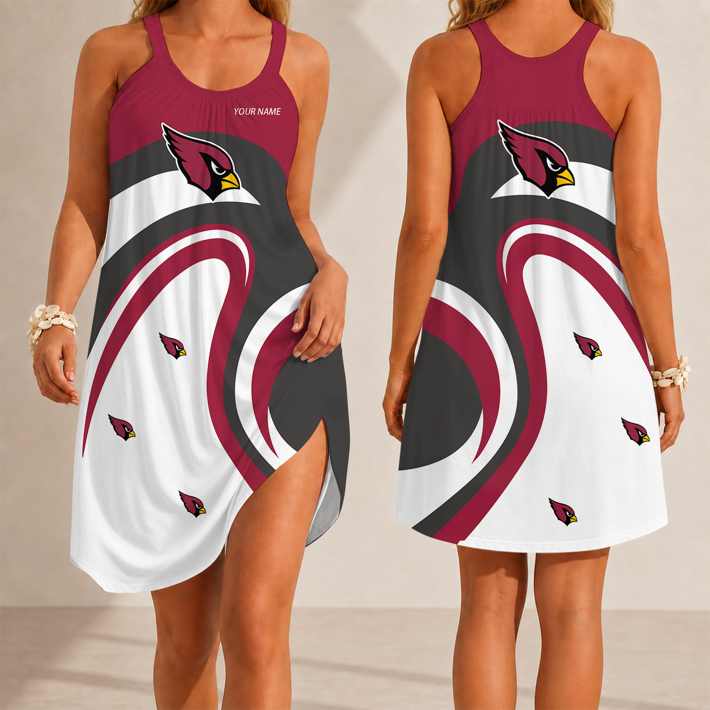 [SPECIAL OFFER] NEW CUSTOMIZED NFL20 ARC ARIZONA CARDINALS CAMISOLE DRESS