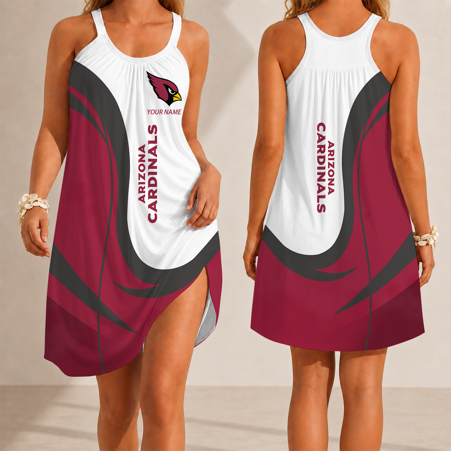 [SPECIAL OFFER] NEW CUSTOMIZED NFL20 ARC ARIZONA CARDINALS CAMISOLE DRESS