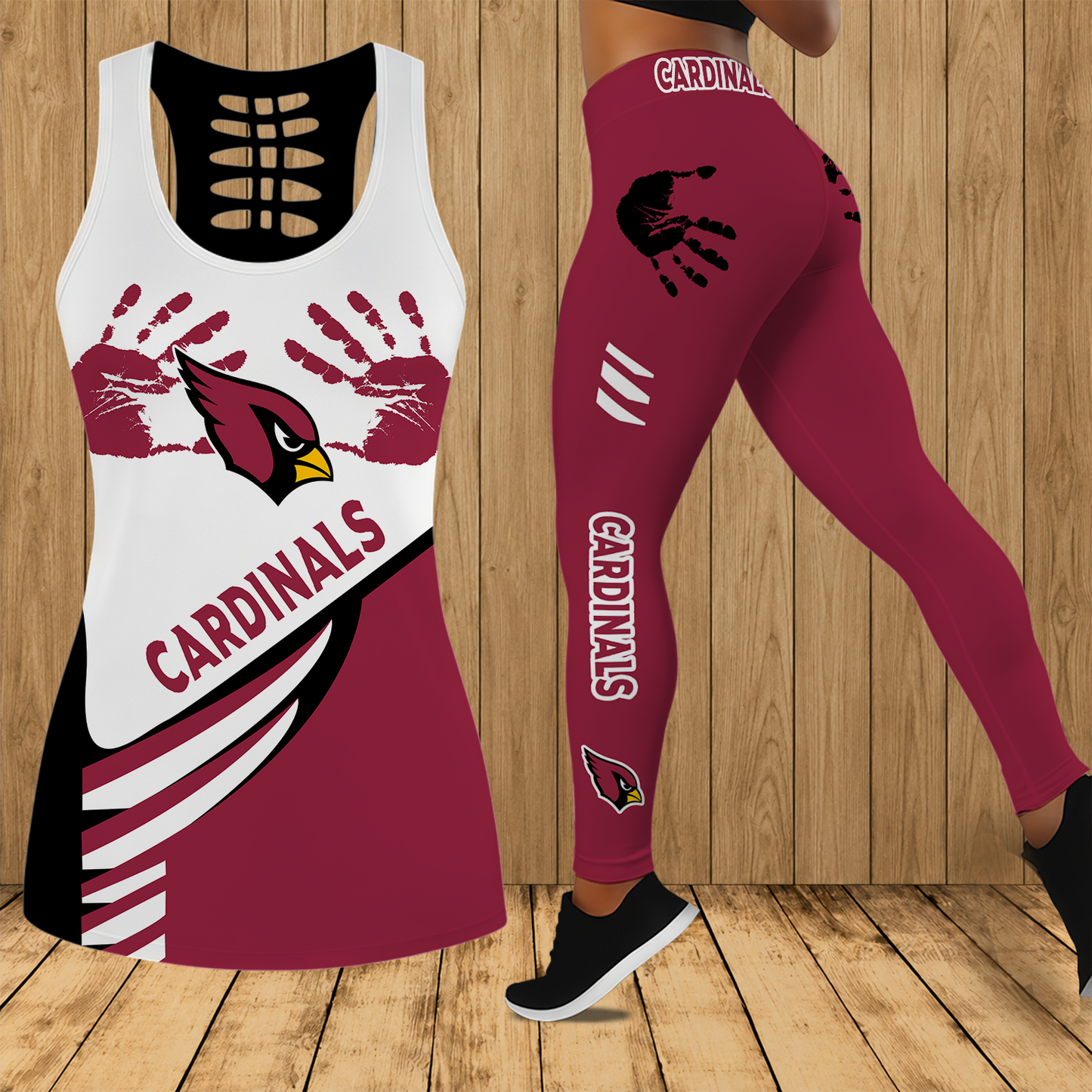 [SPECIAL OFFER] NEW CUSTOMIZED NFL20 ARC ARIZONA CARDINALS HOLLOW TANK TOP & LEGGINGS SET
