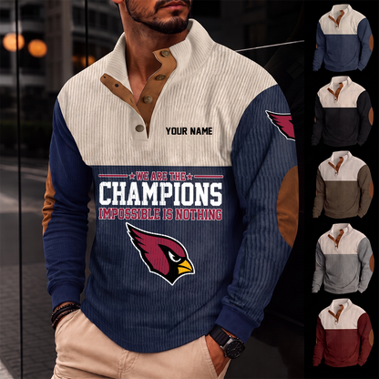 [SPECIAL OFFER] NEW CUSTOMIZED NFL20 ARC ARIZONA CARDINALS BUTTON SWEATSHIRTS STAND COLLAR