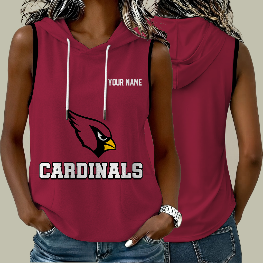 [SPECIAL OFFER] NEW CUSTOMIZED NFL20 ARC ARIZONA CARDINALS WOMEN'S SLEEVELESS HOODED POCKET TANK TOP