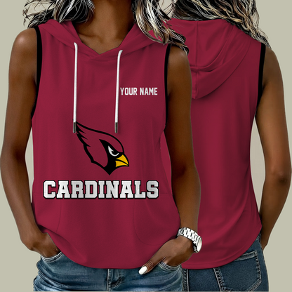 [SPECIAL OFFER] NEW CUSTOMIZED NFL20 ARC ARIZONA CARDINALS WOMEN'S SLEEVELESS HOODED POCKET TANK TOP