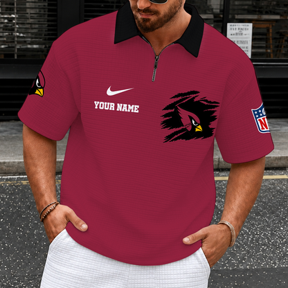 [SPECIAL OFFER] NEW CUSTOMIZED NFL20 ARC ARIZONA CARDINALS QUARTER-ZIP POLO SHIRT
