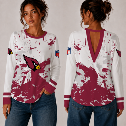 [SPECIAL OFFER] NEW CUSTOMIZED NFL20 ARC ARIZONA CARDINALS WOMEN'S BACK V-CUT LONG-SLEEVE SHIRT