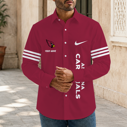 [SPECIAL OFFER] NEW CUSTOMIZED NFL20 ARC ARIZONA CARDINALS MEN'S LONG SLEEVE BUTTON-UP SHIRT