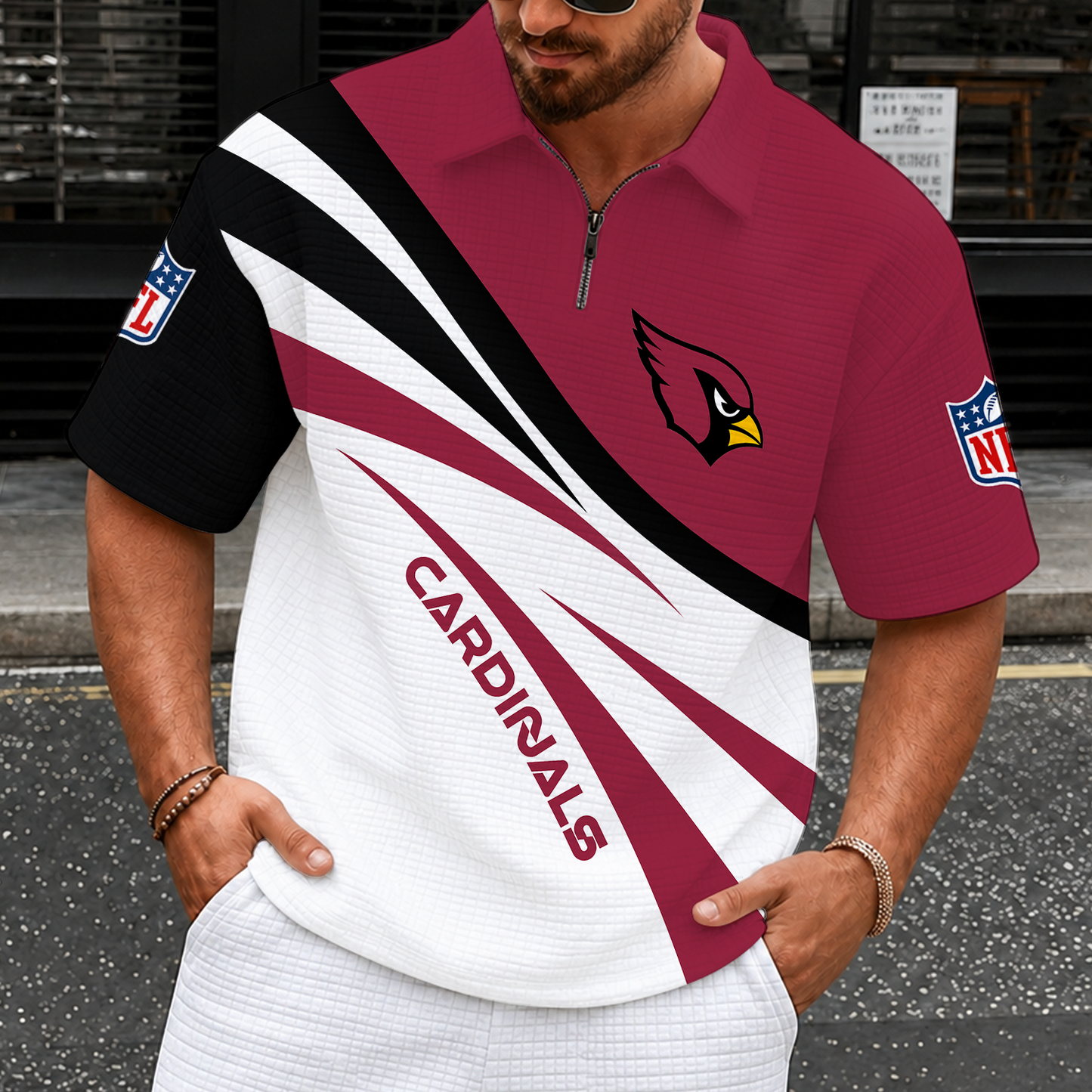 [SPECIAL OFFER] NEW CUSTOMIZED NFL20 ARC ARIZONA CARDINALS QUARTER-ZIP POLO SHIRT