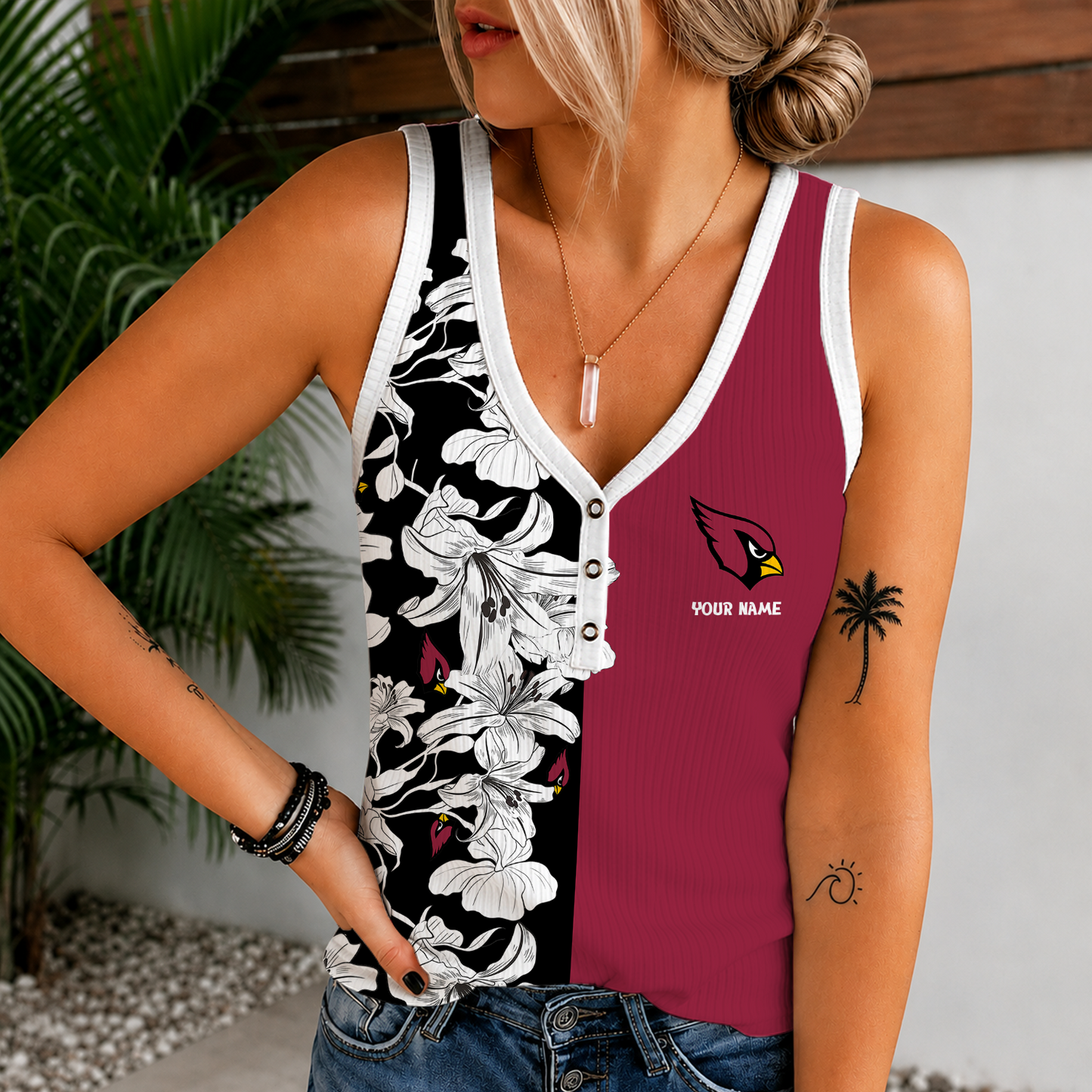 [SPECIAL OFFER] NEW CUSTOMIZED NFL20 ARC ARIZONA CARDINALS WOMEN'S V-NECK TANK TOP