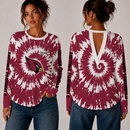 [SPECIAL OFFER] NEW CUSTOMIZED NFL20 ARC ARIZONA CARDINALS WOMEN'S BACK V-CUT LONG-SLEEVE SHIRT