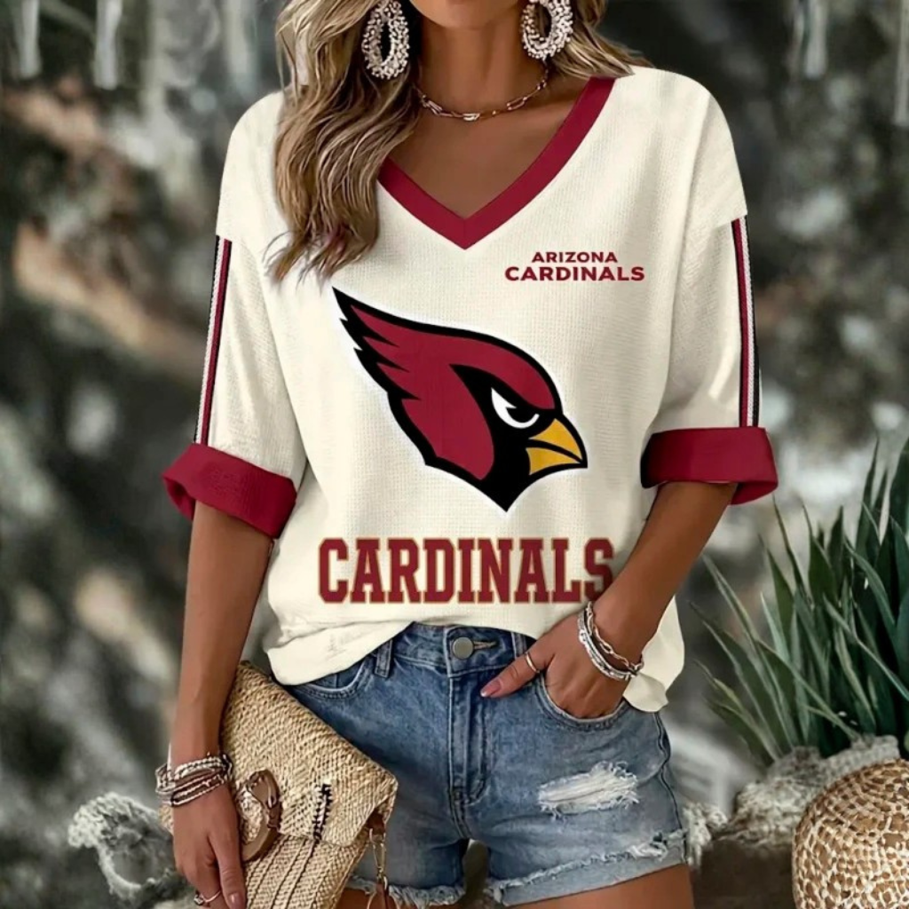 [SPECIAL OFFER] NEW CUSTOMIZED NFL20 ARC ARIZONA CARDINALS WOMEN'S HEART V-NECK LONG SLEEVE SHIRT