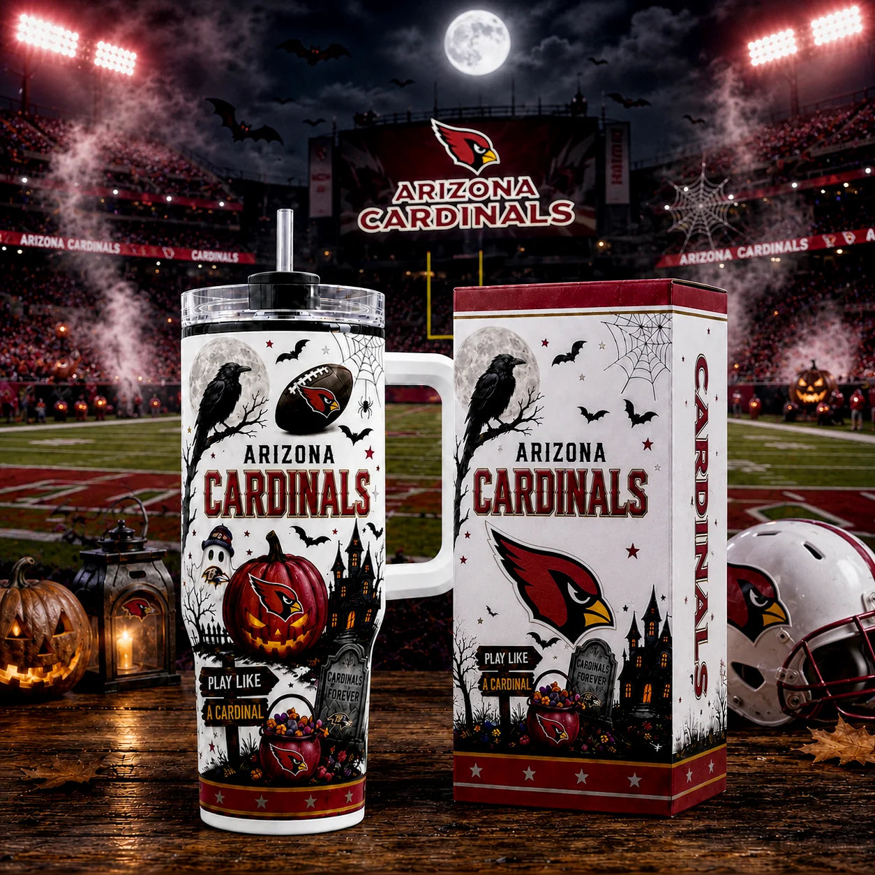 [SPECIAL OFFER] NEW CUSTOMIZED NFL20 ARC ARIZONA CARDINALS HALLOWEEN  40OZ TUMBLER