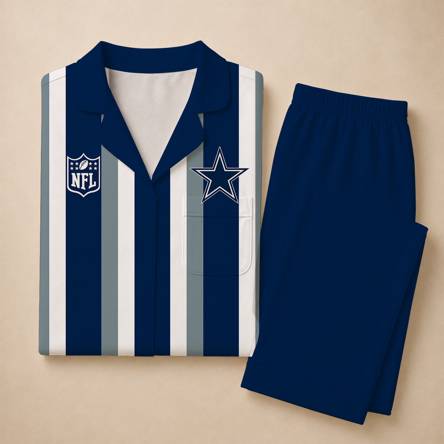 [SPECIAL OFFER] NEW CUSTOMIZED NFL21 DCB DALLAS COWBOYS SHORT SLEEVE & LONG PANTS PAJAMAS SET