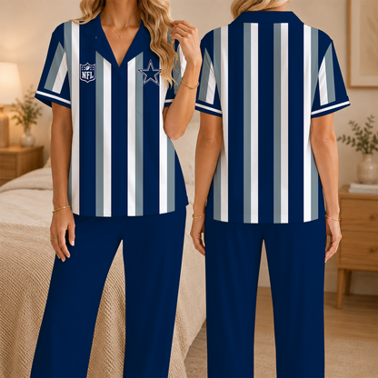 [SPECIAL OFFER] NEW CUSTOMIZED NFL21 DCB DALLAS COWBOYS SHORT SLEEVE & LONG PANTS PAJAMAS SET