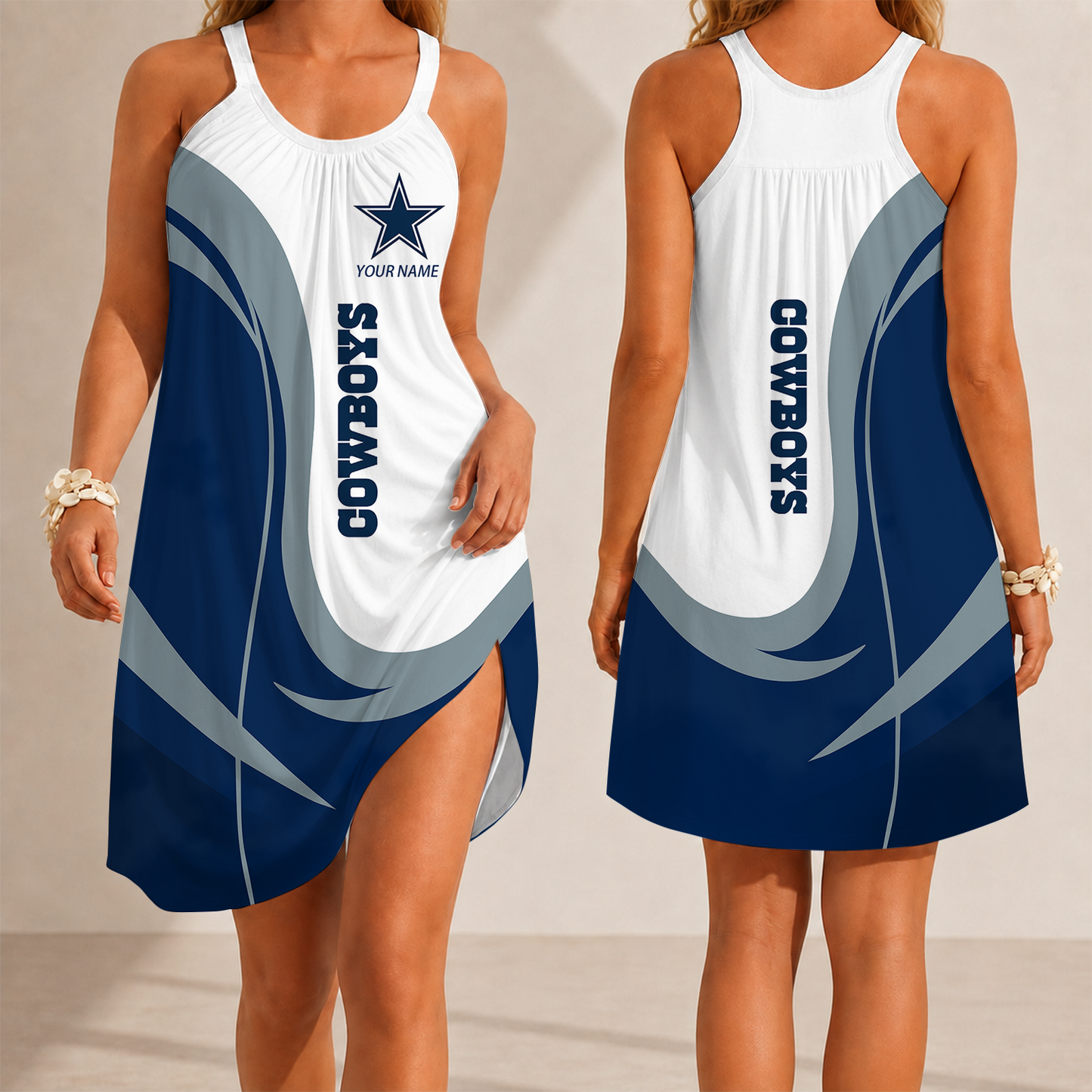 [SPECIAL OFFER] NEW CUSTOMIZED NFL21 DCB DALLAS COWBOYS CAMISOLE DRESS