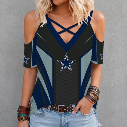 [SPECIAL OFFER] NEW CUSTOMIZED NFL21 DCB DALLAS COWBOYS CRISS CROSS V-NECK TOP