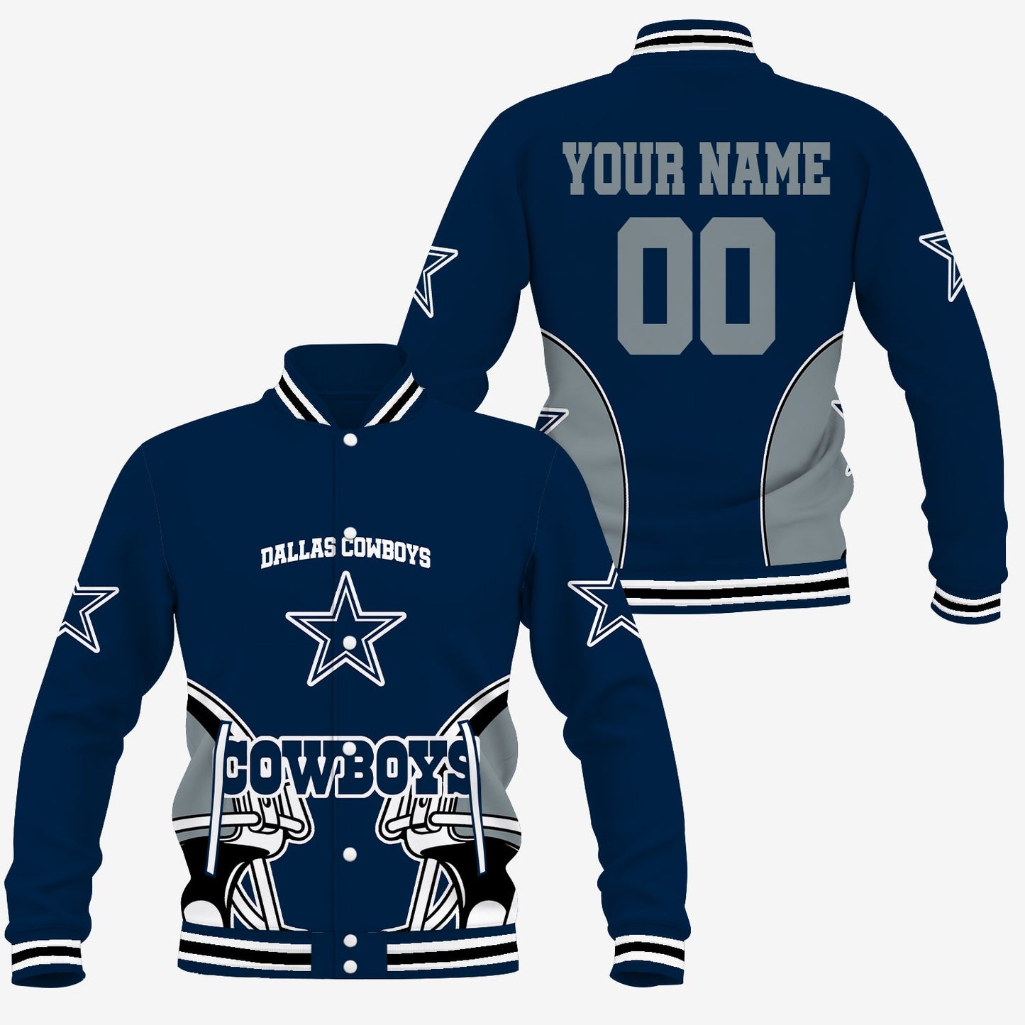 [SPECIAL OFFER] NEW CUSTOMIZED NFL21 DCB DALLAS COWBOYS SATIN VARSITY & BASEBALL JACKET