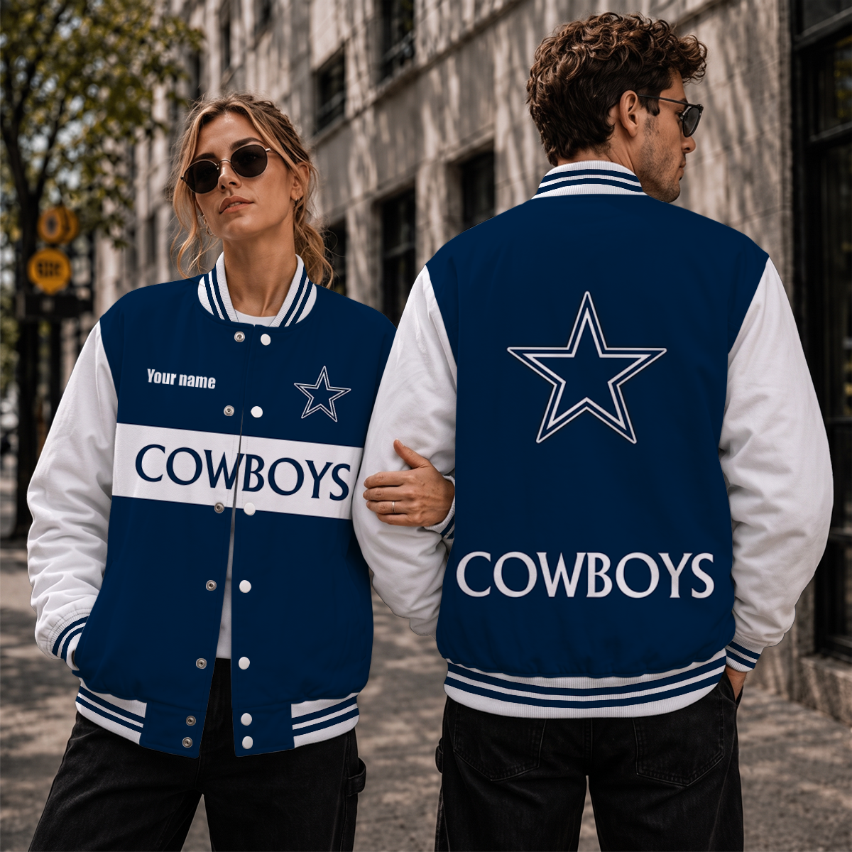[SPECIAL OFFER] NEW CUSTOMIZED NFL21 DCB DALLAS COWBOYS SATIN VARSITY & BASEBALL JACKET