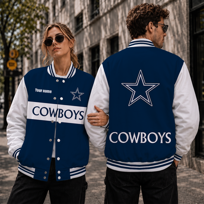 [SPECIAL OFFER] NEW CUSTOMIZED NFL21 DCB DALLAS COWBOYS SATIN VARSITY & BASEBALL JACKET