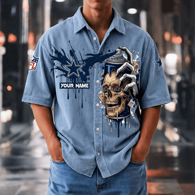 [SPECIAL OFFER] NEW CUSTOMIZED NFL21 DCB DALLAS COWBOYS SEERSUCKER BUTTON SHIRT