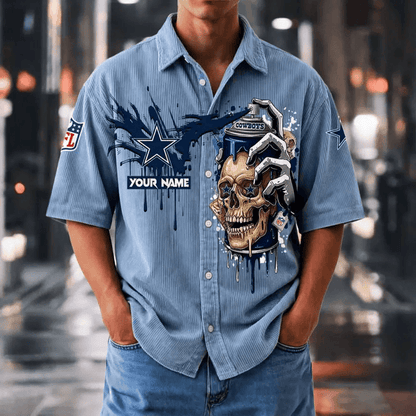 [SPECIAL OFFER] NEW CUSTOMIZED NFL21 DCB DALLAS COWBOYS SEERSUCKER BUTTON SHIRT