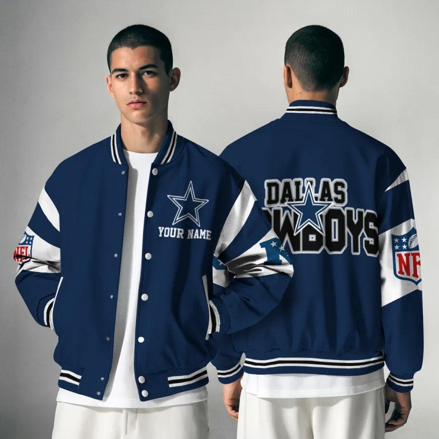 [SPECIAL OFFER] NEW CUSTOMIZED NFL21 DCB DALLAS COWBOYS SATIN VARSITY & BASEBALL JACKET
