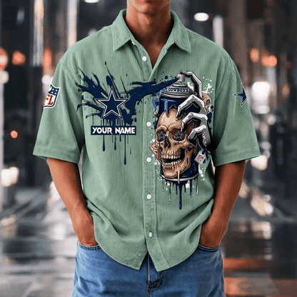 [SPECIAL OFFER] NEW CUSTOMIZED NFL21 DCB DALLAS COWBOYS SEERSUCKER BUTTON SHIRT