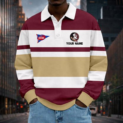 MEGA SALE - NEW CUSTOMIZED FBS NCAA21 FLS FL SEMINOLES UNISEX LONG SLEEVE POLO