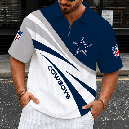 [SPECIAL OFFER] NEW CUSTOMIZED NFL21 DCB DALLAS COWBOYS QUARTER-ZIP POLO SHIRT