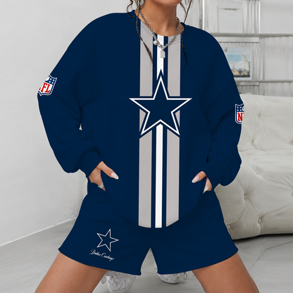[SPECIAL OFFER] NEW CUSTOMIZED NFL21 DCB DALLAS COWBOYS UNISEX SWEATSHIRT & SHORTS SET