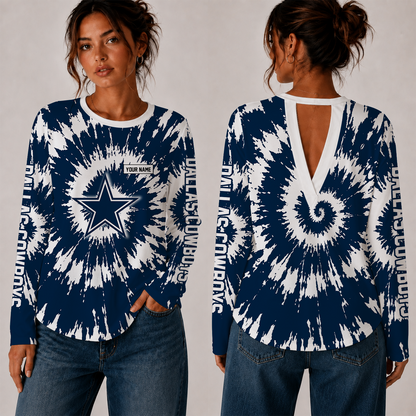 [SPECIAL OFFER] NEW CUSTOMIZED NFL21 DCB DALLAS COWBOYS WOMEN'S BACK V-CUT LONG-SLEEVE SHIRT