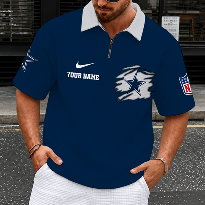 [SPECIAL OFFER] NEW CUSTOMIZED NFL21 DCB DALLAS COWBOYS QUARTER-ZIP POLO SHIRT