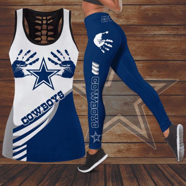 [SPECIAL OFFER] NEW CUSTOMIZED NFL21 DCB DALLAS COWBOYS HOLLOW TANK TOP & LEGGINGS SET