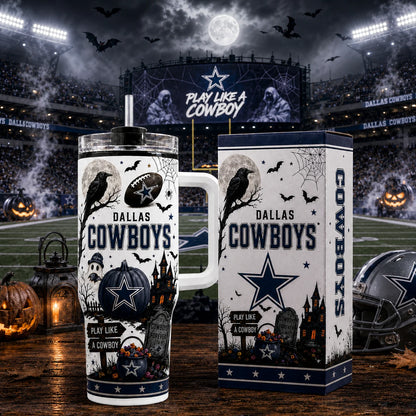 [SPECIAL OFFER] NEW CUSTOMIZED NFL21 DCB DALLAS COWBOYS HALLOWEEN  40OZ TUMBLER