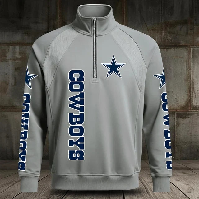 [SPECIAL OFFER] NEW CUSTOMIZED NFL21 DCB DALLAS COWBOYS MEN'S MULTICOLOR QUARTER-ZIP PULLOVER