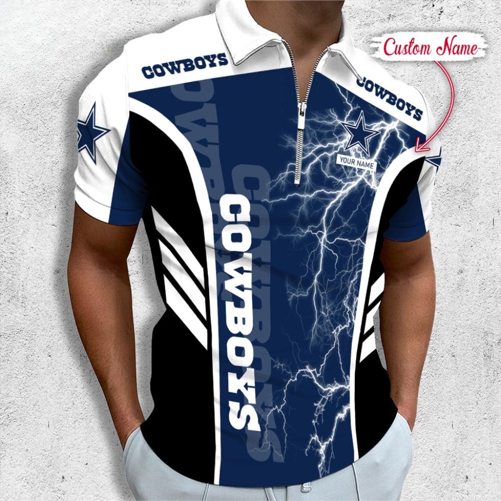 [SPECIAL OFFER] NEW CUSTOMIZED NFL21 DCB DALLAS COWBOYS ZIP POLO SHIRT