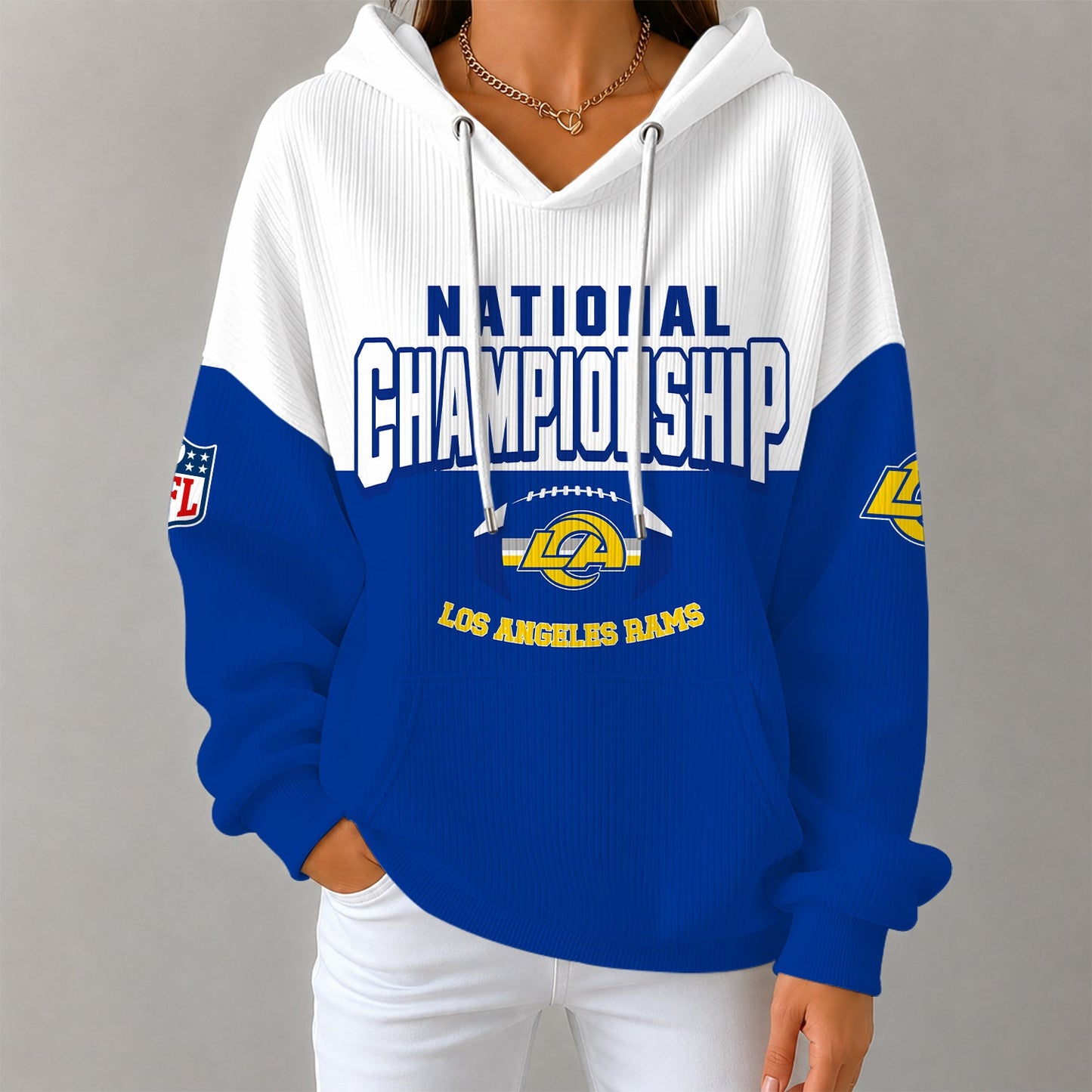 [SPECIAL OFFER] NEW CUSTOMIZED NFL22 LAR LOS ANGELES RAMS RIBBED HOODIE & SWEATSHIRT