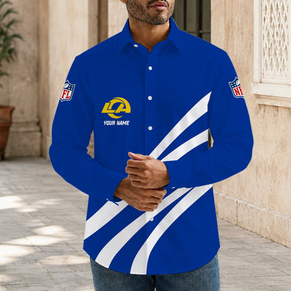 [SPECIAL OFFER] NEW CUSTOMIZED NFL22 LAR LOS ANGELES RAMS MEN'S LONG SLEEVE BUTTON-UP SHIRT