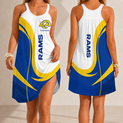 [SPECIAL OFFER] NEW CUSTOMIZED NFL22 LAR LOS ANGELES RAMS CAMISOLE DRESS