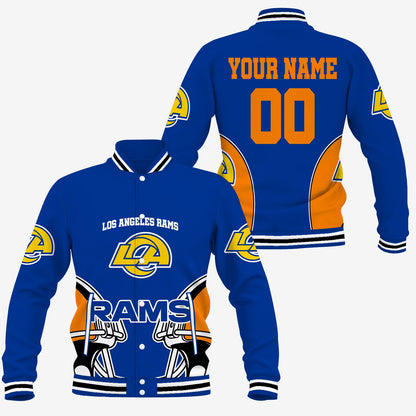 [SPECIAL OFFER] NEW CUSTOMIZED NFL22 LAR LOS ANGELES RAMS SATIN VARSITY & BASEBALL JACKET