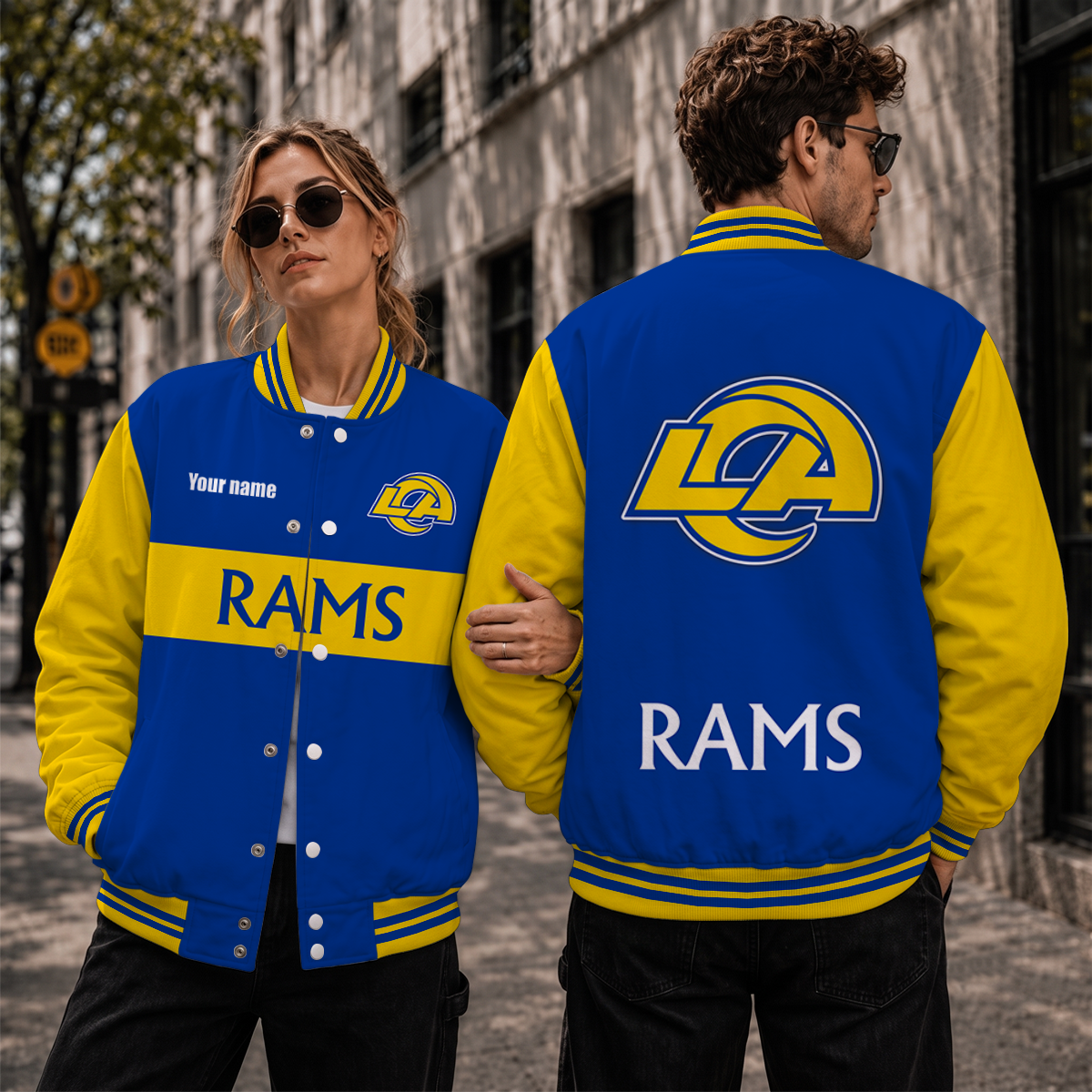 [SPECIAL OFFER] NEW CUSTOMIZED NFL22 LAR LOS ANGELES RAMS SATIN VARSITY & BASEBALL JACKET