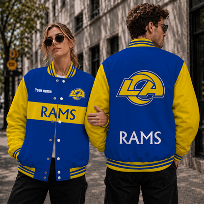 [SPECIAL OFFER] NEW CUSTOMIZED NFL22 LAR LOS ANGELES RAMS SATIN VARSITY & BASEBALL JACKET