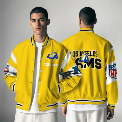 [SPECIAL OFFER] NEW CUSTOMIZED NFL22 LAR LOS ANGELES RAMS SATIN VARSITY & BASEBALL JACKET