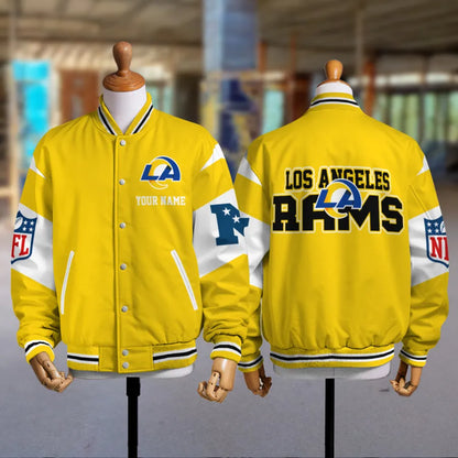 [SPECIAL OFFER] NEW CUSTOMIZED NFL22 LAR LOS ANGELES RAMS SATIN VARSITY & BASEBALL JACKET