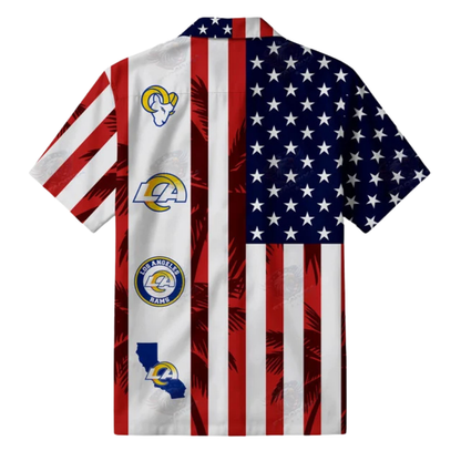[SPECIAL OFFER] NEW CUSTOMIZED NFL22 LAR LOS ANGELES RAMS PATRIOTIC 250 USA HAWAIIAN SHIRT