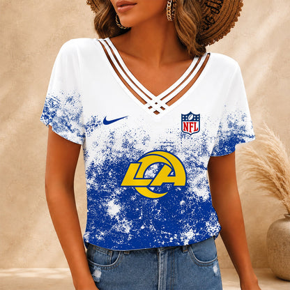 [SPECIAL OFFER] NEW CUSTOMIZED NFL22 LAR LOS ANGELES RAMS V-NECK SHIRT