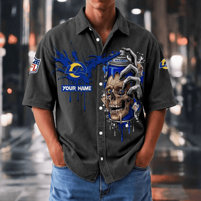 [SPECIAL OFFER] NEW CUSTOMIZED NFL22 LAR LOS ANGELES RAMS SEERSUCKER BUTTON SHIRT
